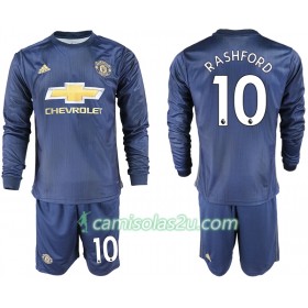 Camisolas de Futebol Manchester United RASHFORD 10 Criança Equipamento 3ª 2018/19 Manga Comprida